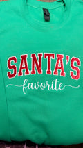 Santa's Favorite Velvet Appliqué Gildan Sweatshirt – Green