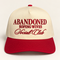 Cream and red Abandoned Roping Wives Social Club embroidered hat