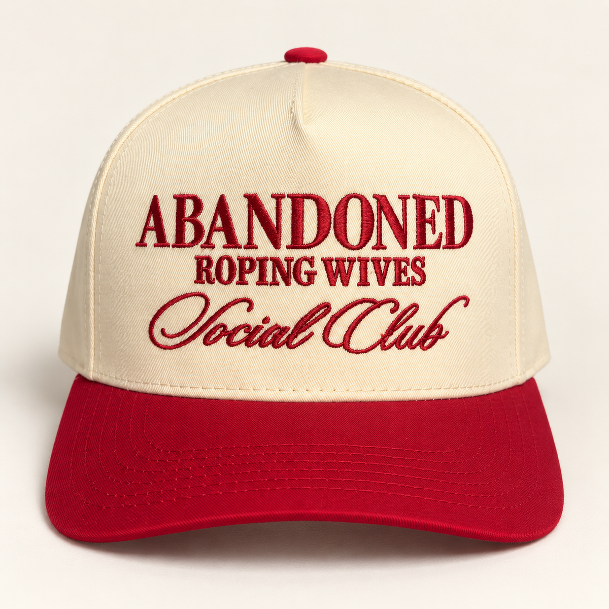 Cream and red Abandoned Roping Wives Social Club embroidered hat