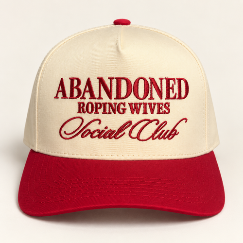 Cream and red Abandoned Roping Wives Social Club embroidered hat